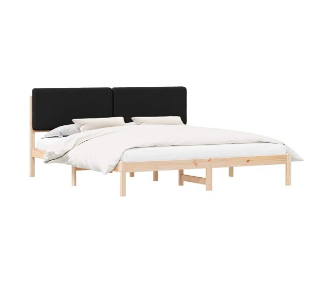 Estrutura de cama de casal moderno com cabeceira estofada preto 200 x 200 cm