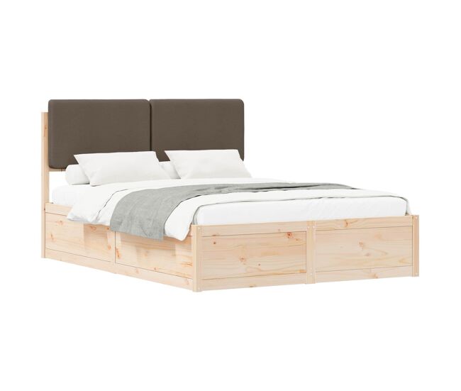 Estrutura de cama de casal moderno com cabeceira estofada cinzento-acastanhado
