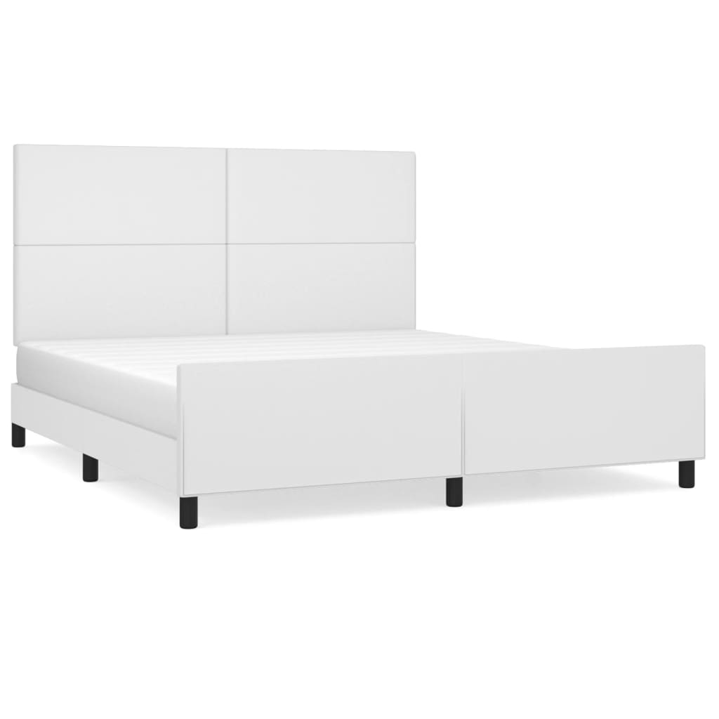 Estrutura cama de casal simple c/ cabeceira 180x200 cm couro artificial branco