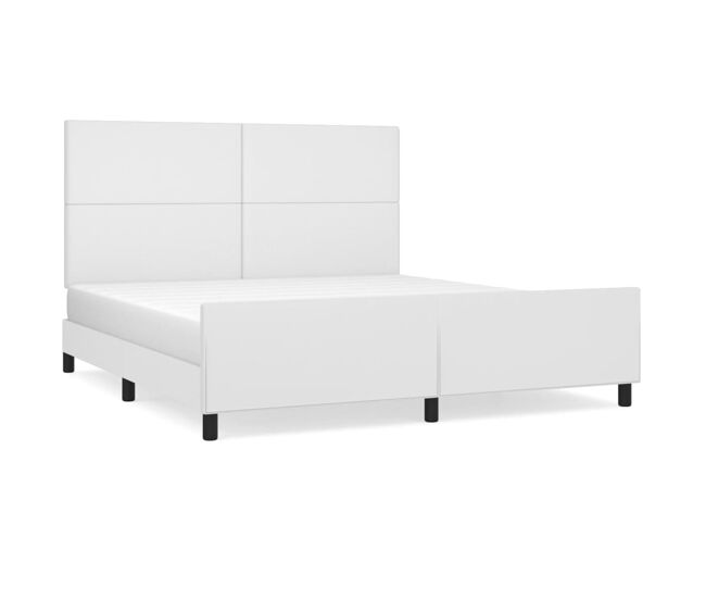 Estrutura cama de casal simple c/ cabeceira 180x200 cm couro artificial branco
