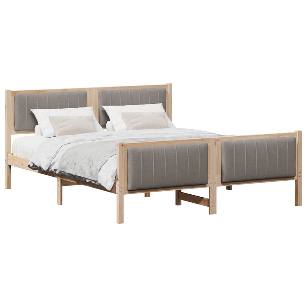 Estrutura de cama de casal com cabeceira - marrom e taupe 150 x 200 cm