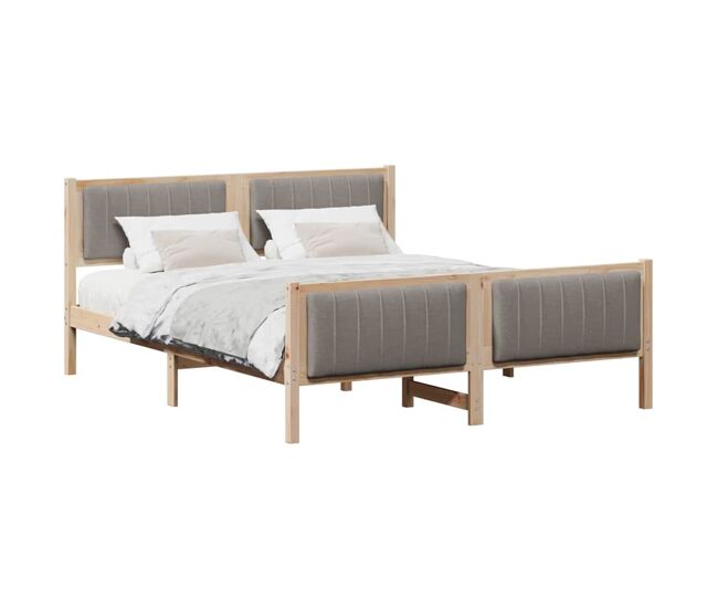 Estrutura de cama de casal com cabeceira - marrom e taupe 150 x 200 cm