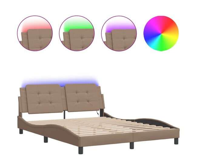 Estrutura de cama de casal moderno com led sem colchão zadar 160x200 cappuccino