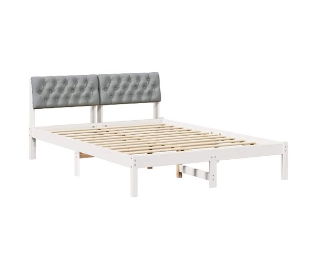 Estrutura de cama de casal simple - branco e cinza claro 160 x 200 cm
