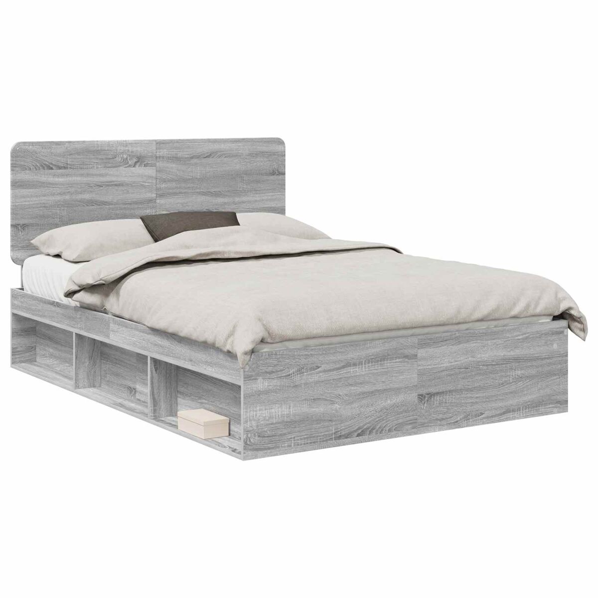 Estrutura da cama de casal simple com cabeceira cinza sonoma 150 x 200 cm