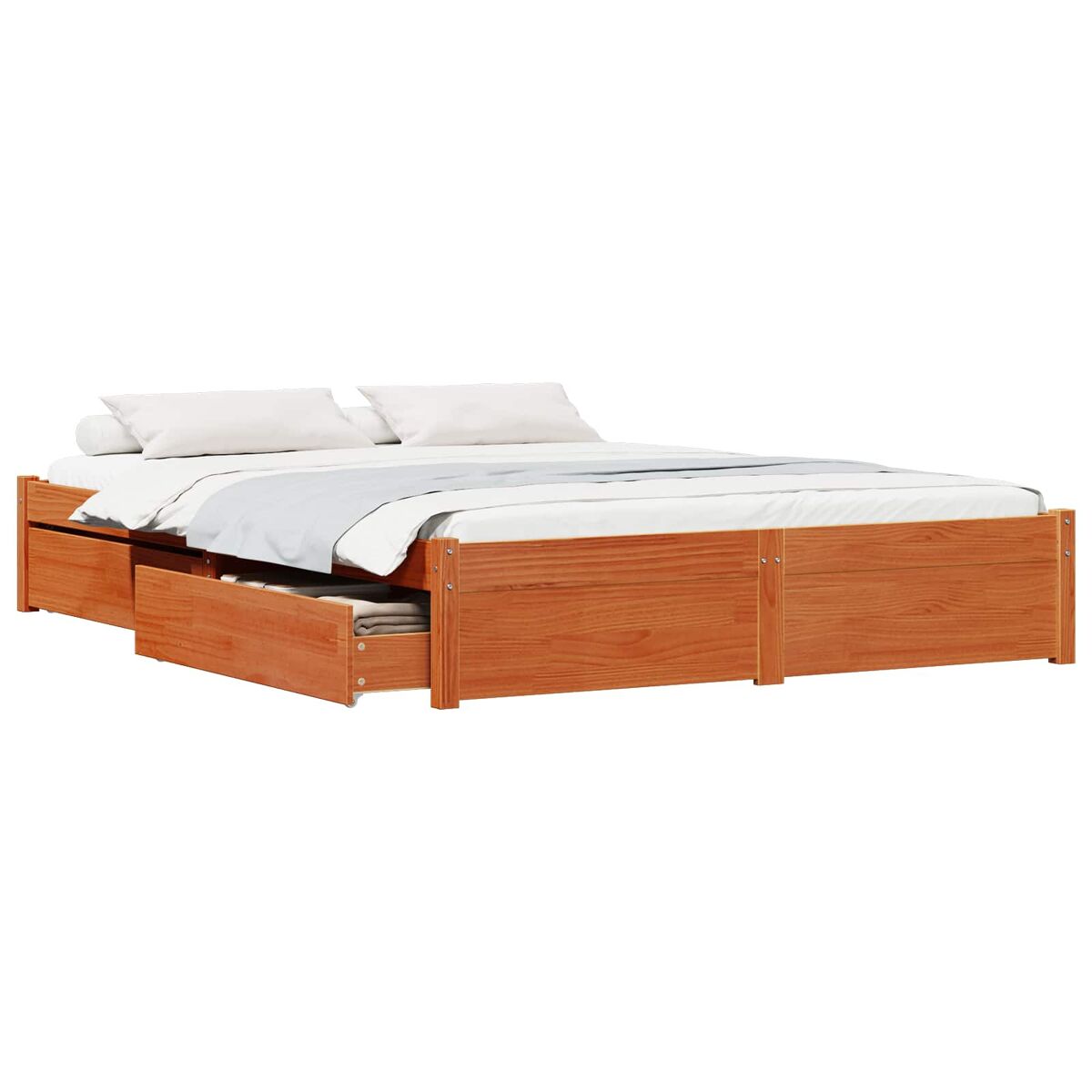 Estrutura da cama de casal moderno com gaveta - marrom cera 150 x 200 cm