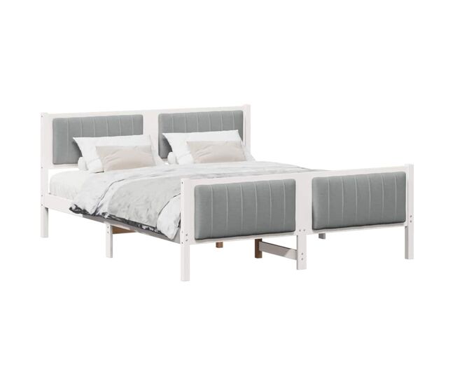 Estrutura de cama de casal simple - branco e cinza claro 160 x 200 cm