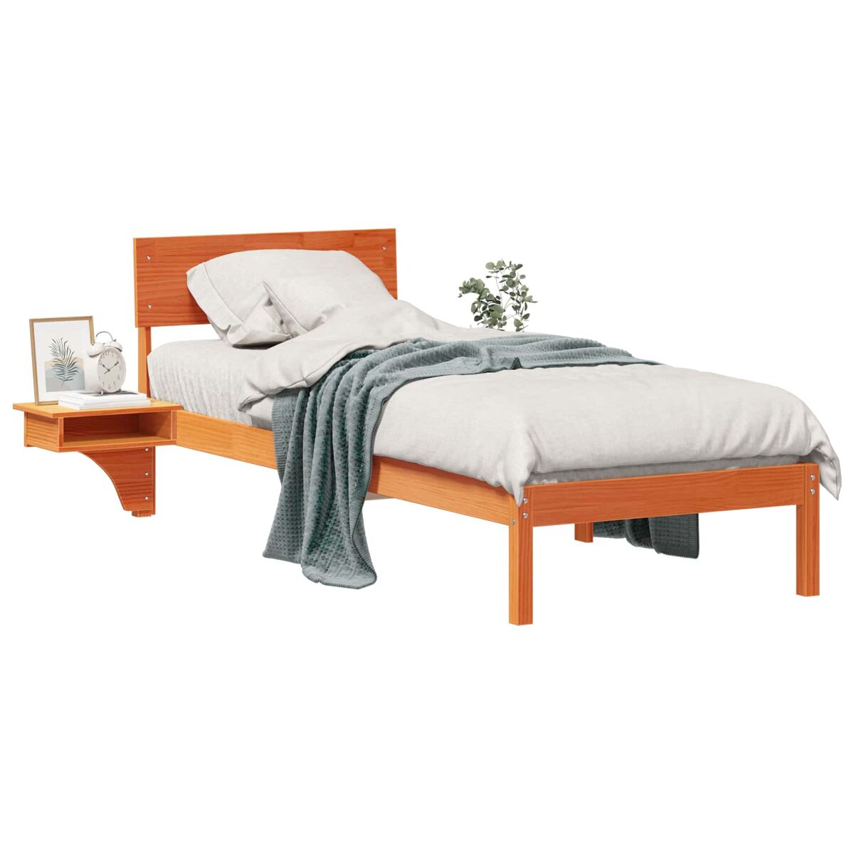 Estrutura de cama de solteiro moderno com cabeceira - marrom cera 75 x 190 cm