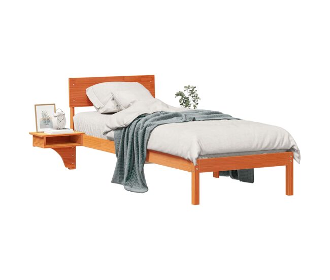 Estrutura de cama de solteiro moderno com cabeceira - marrom cera 75 x 190 cm