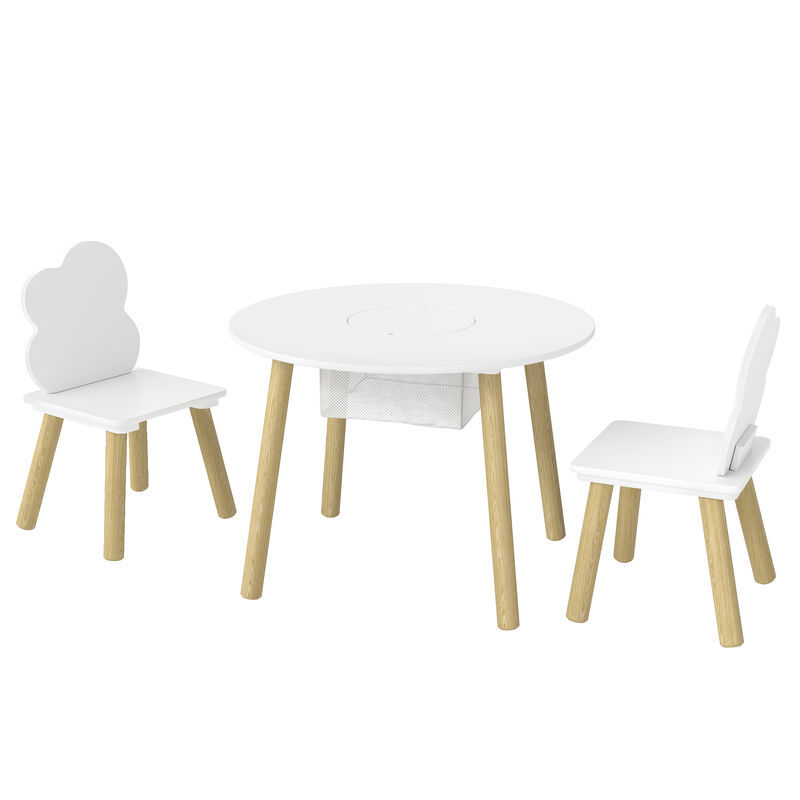 Aiyaplay mesa infantil com 2 cadeiras, mesa e cadeiras para enfants com saco de rede, tema nuvem, dos 3 aos 6 anos, para casa, creche ou sala de aula, blanc