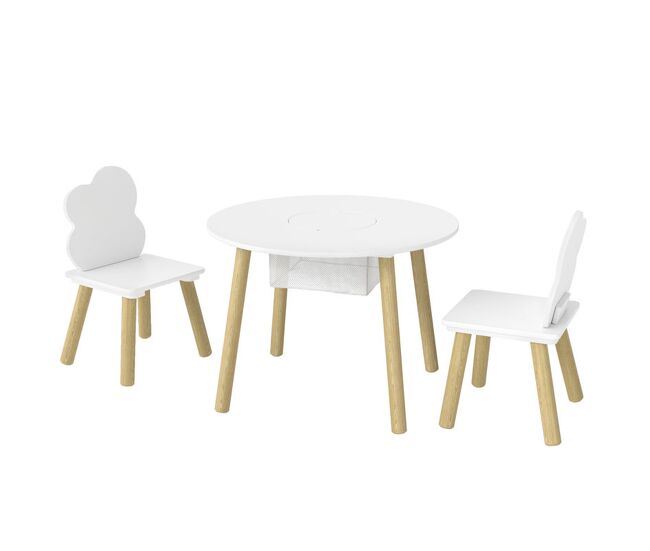 Aiyaplay mesa infantil com 2 cadeiras, mesa e cadeiras para enfants com saco de rede, tema nuvem, dos 3 aos 6 anos, para casa, creche ou sala de aula, blanc