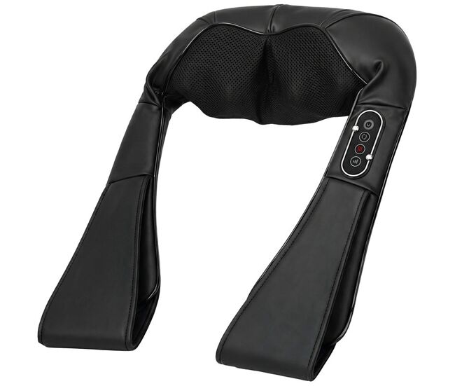 Homcom massageador cervical e de costas com calor e 8 nós shiatsu 3 intensidades de amassamento 3d massageador de pescoço e ombros para alívio da