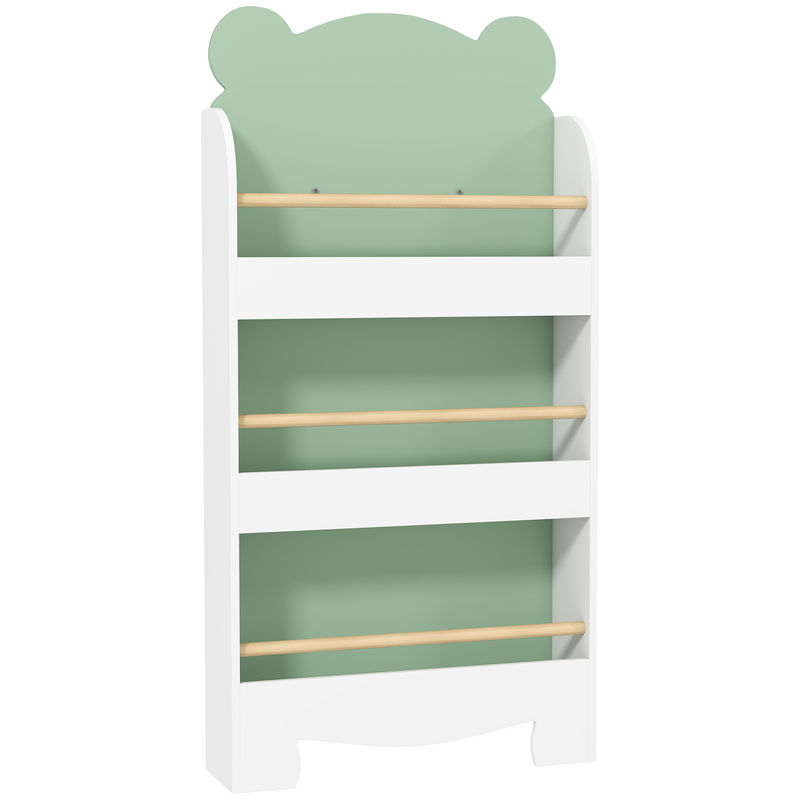 Aiyaplay étagère infantil de 3 níveis étagère para livros infantil design de ursinho para sala de jogos quarto creche verde