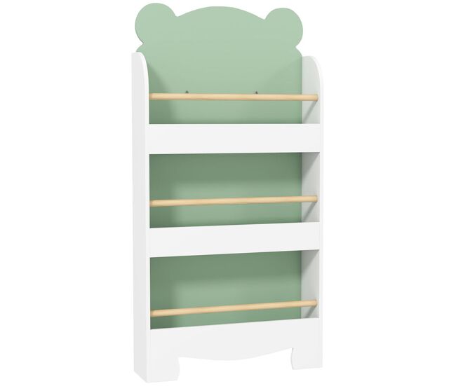 Aiyaplay étagère infantil de 3 níveis étagère para livros infantil design de ursinho para sala de jogos quarto creche verde