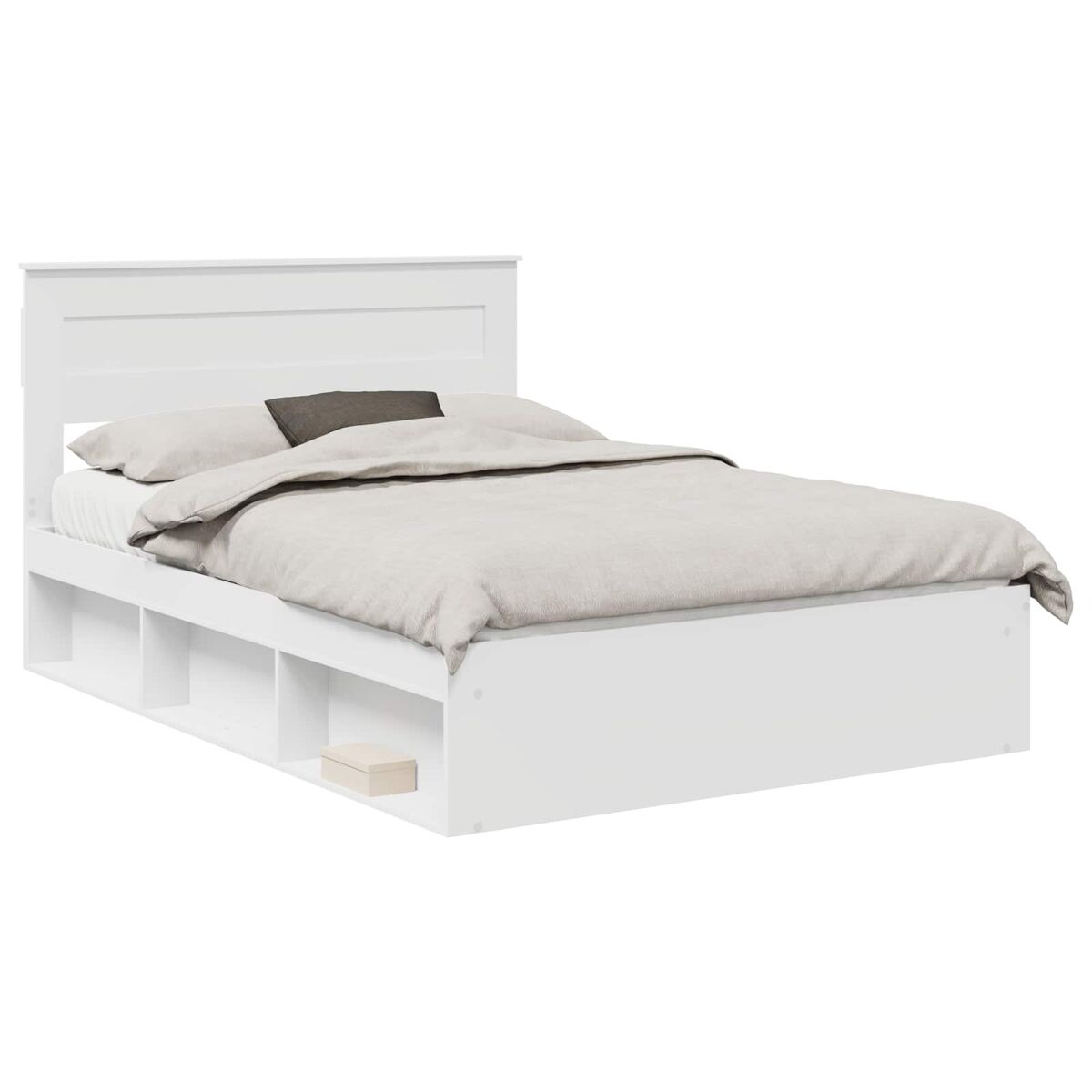 Estrutura da cama de casal simple com cabeceira branco 160 x 200 cm
