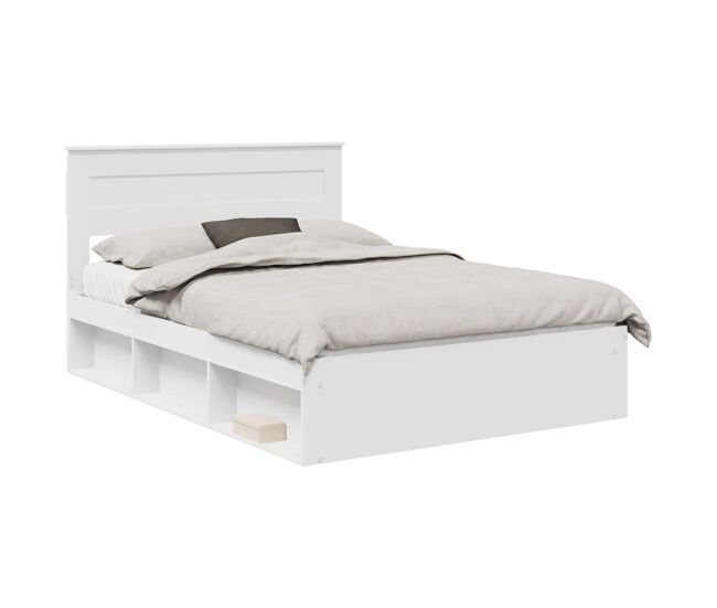Estrutura da cama de casal simple com cabeceira branco 160 x 200 cm