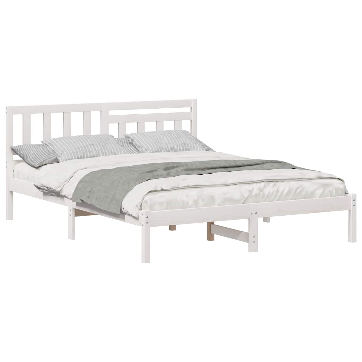 Estrutura da cama de casal simple com cabeceira branco 160 x 200 cm