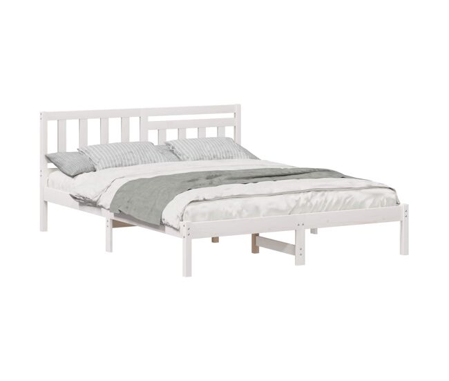 Estrutura da cama de casal simple com cabeceira branco 160 x 200 cm