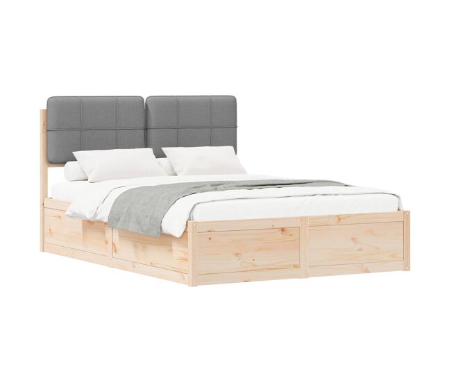 Estrutura de cama de casal moderno com cabeceira estofada cinzento-claro