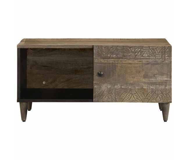 Mesa de centro, mesa baixa, cinzento claro 80x50x40 cm madeira mangueira maciça