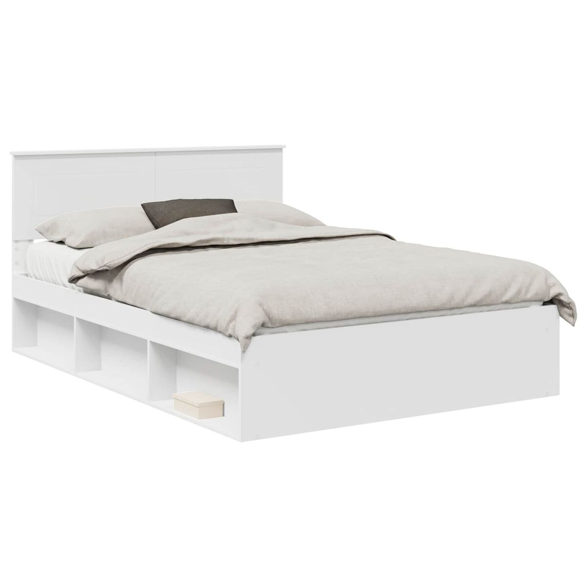 Estrutura de cama de casal simple - branco 140 x 190 cm madeira processada