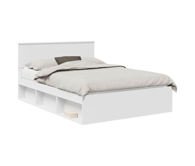 Estrutura de cama de casal simple - branco 140 x 190 cm madeira processada
