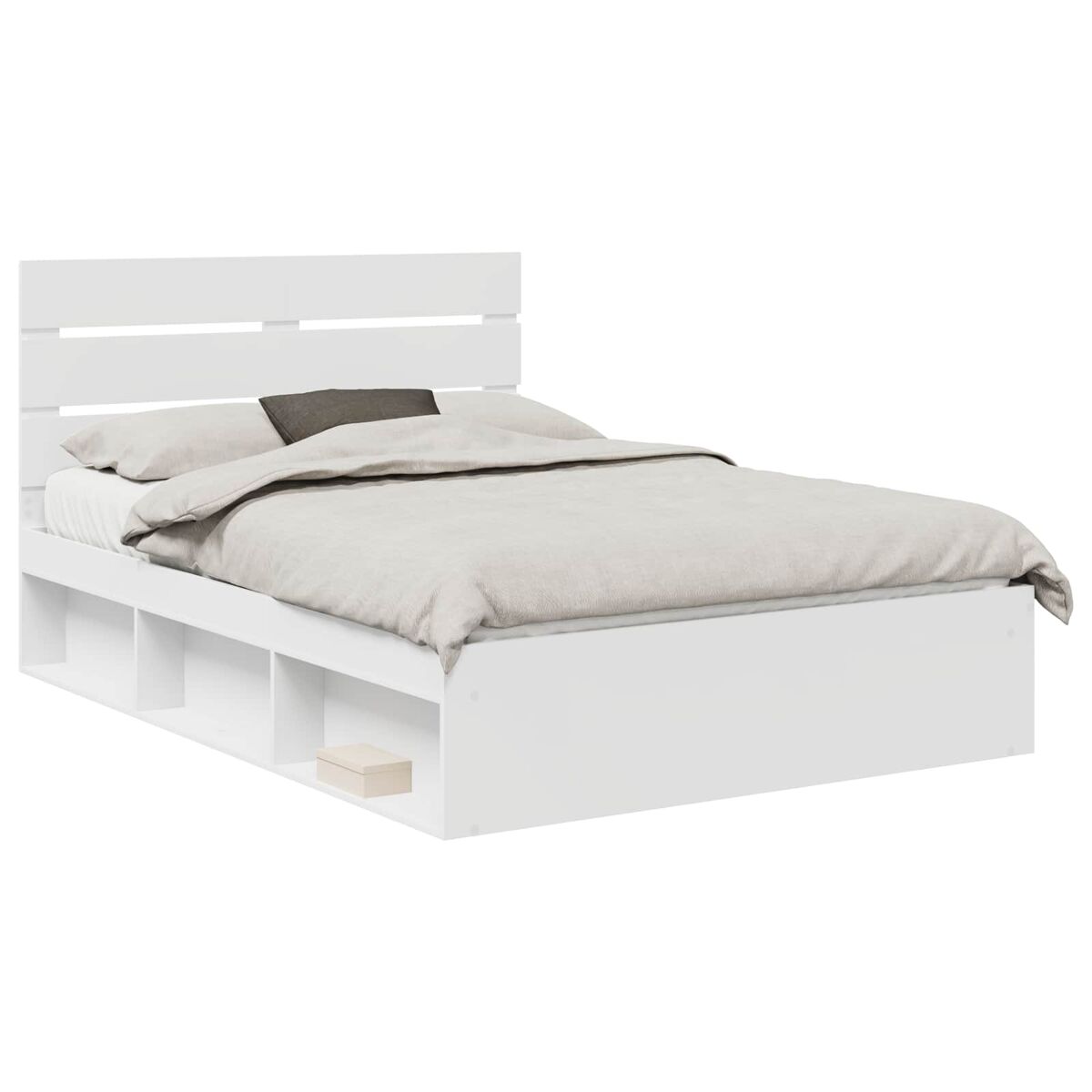 Estrutura da cama de casal simple com cabeceira branco 140 x 200 cm