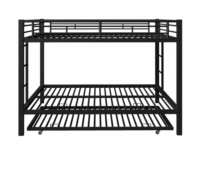 Beliche 140x200 cm - estrutura em metal, com cama extraível, grades altas - preto