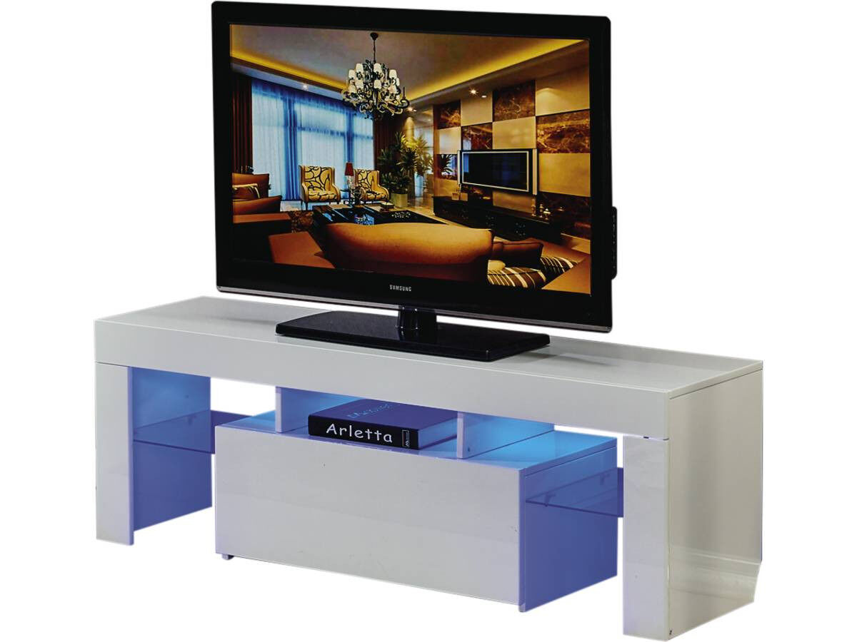 Móvel tv led "borda" - 130 x 34 x 45 cm - lacado blanc