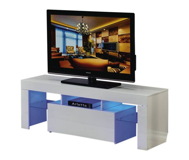 Móvel tv led "borda" - 130 x 34 x 45 cm - lacado blanc