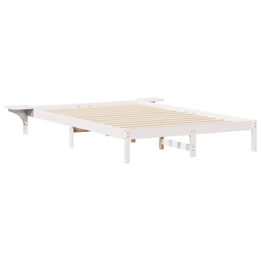 Estrutura de cama de casal moderno com mesas laterais branco 140 x 220 cm