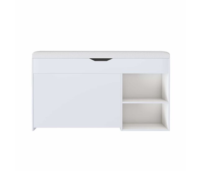Banco para sapatos 100 x 30 x 52 cm - design moderno e minimalista, com compartimento oculto - blanc