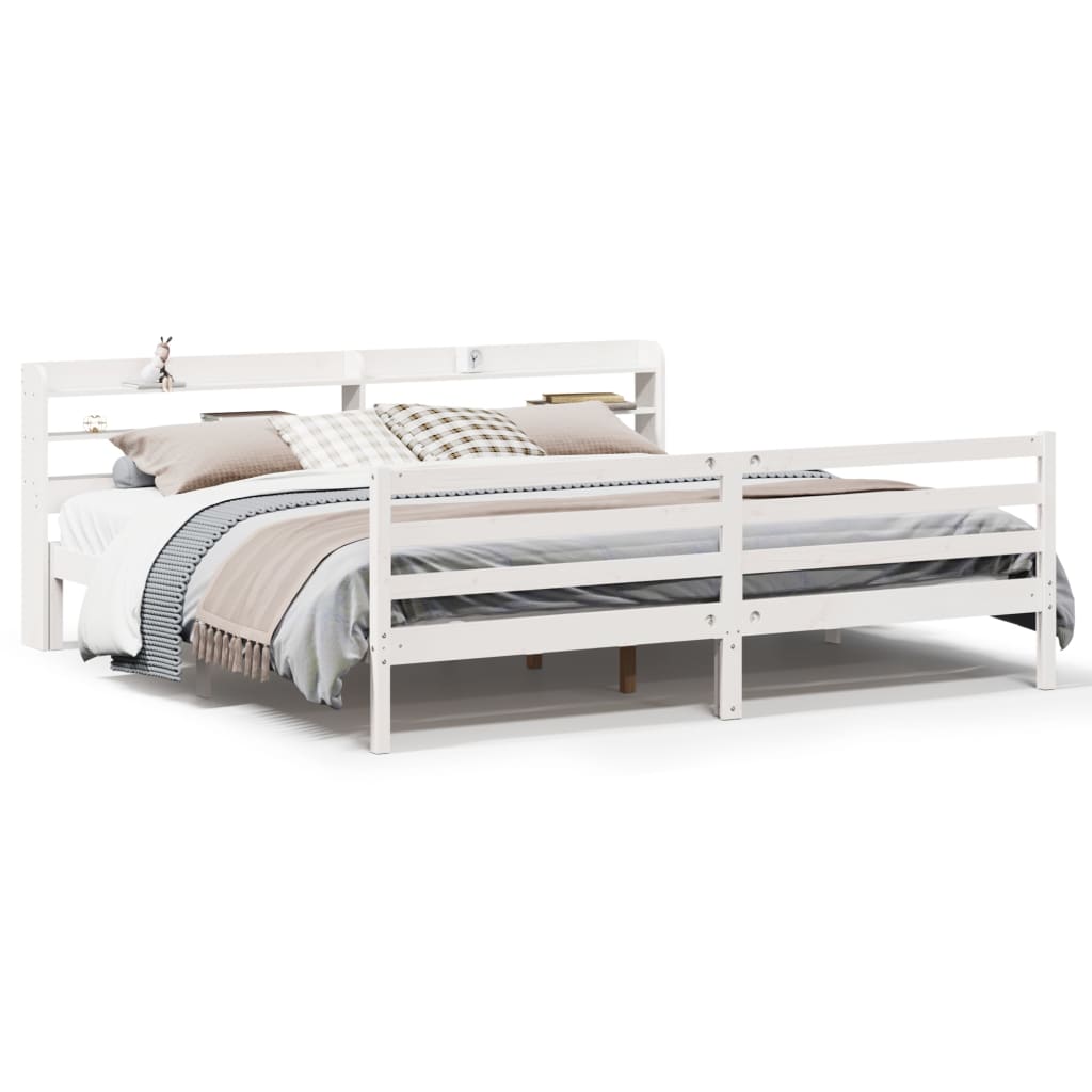 Estrutura de cama dupla para adultos c/ cabeceira - 200x200 cm branco