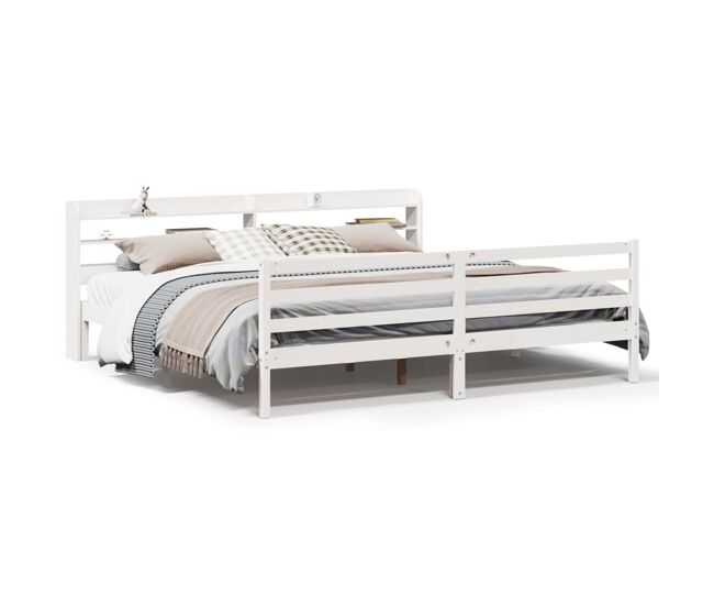 Estrutura de cama dupla para adultos c/ cabeceira - 200x200 cm branco