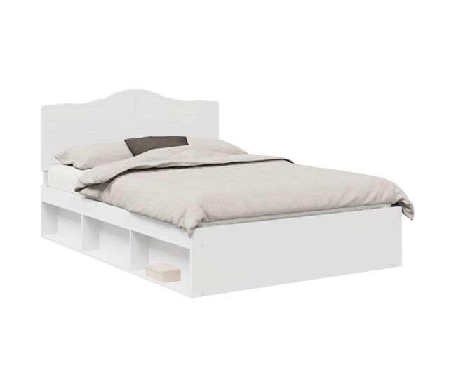 Estrutura da cama de casal simple com cabeceira branco 150 x 200 cm