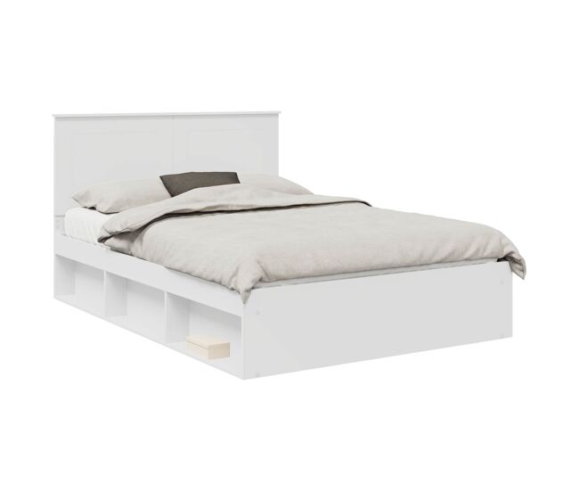 Estrutura da cama de casal simple com cabeceira branco 160 x 200 cm