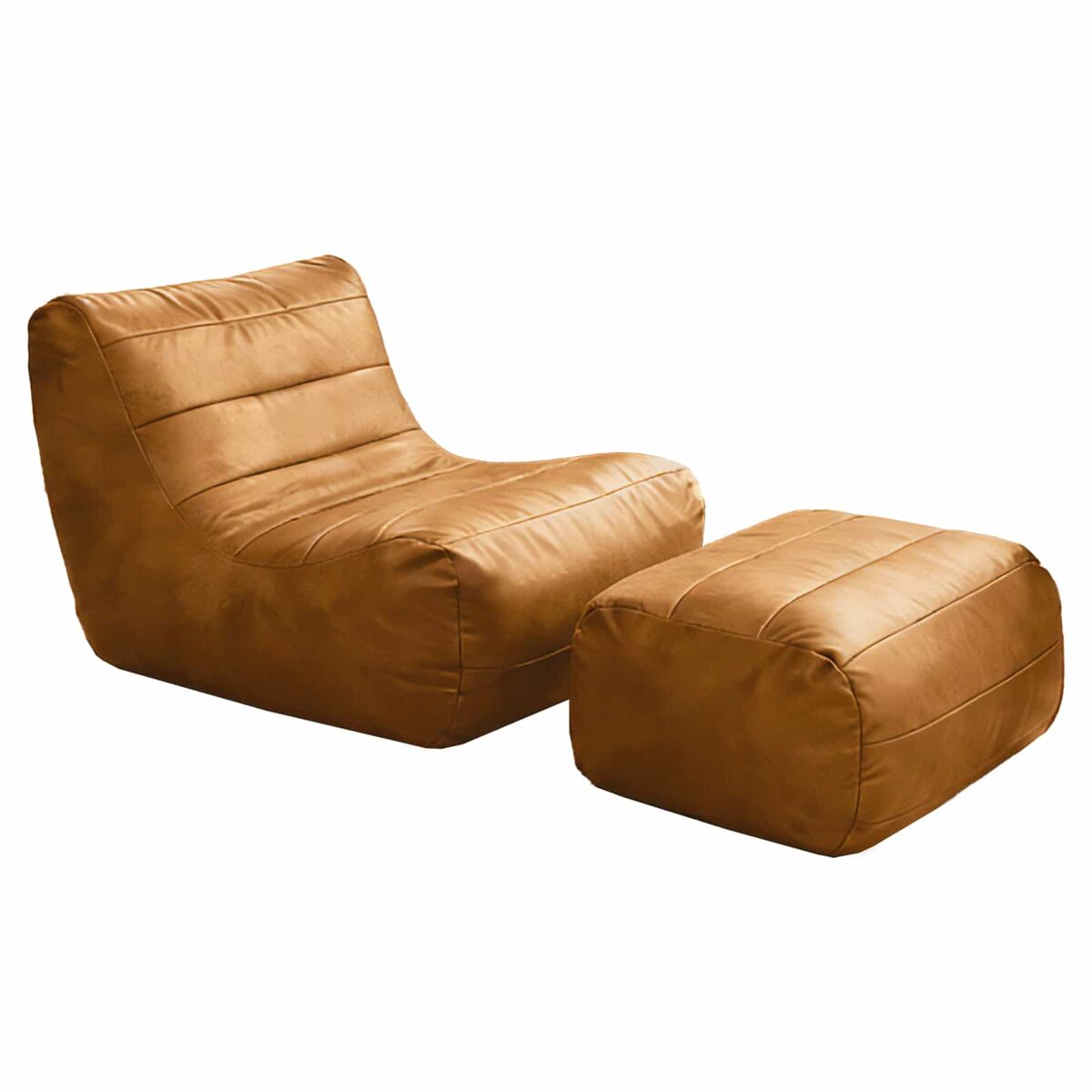 Sofá relax de 1 lugar - ergonómico com otomana a condizer - castanho