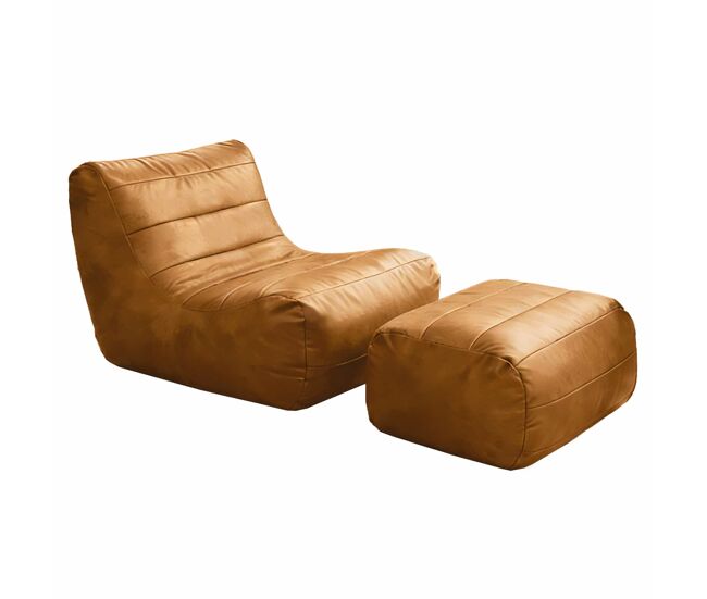 Sofá relax de 1 lugar - ergonómico com otomana a condizer - castanho