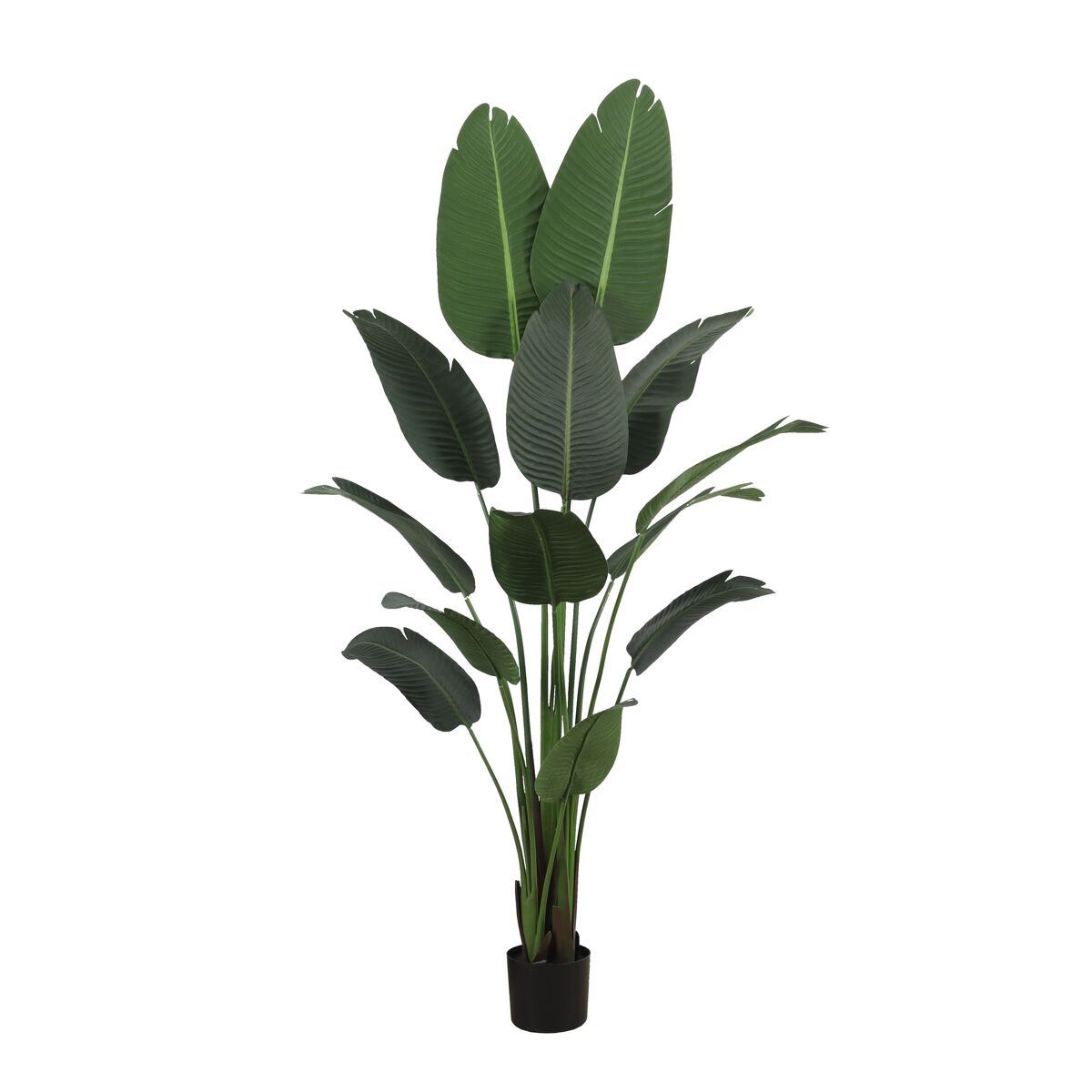 Palmeira-bananeira artificial de 180 cm - planta tropical grande com folhas realistas e vaso preto para interiores