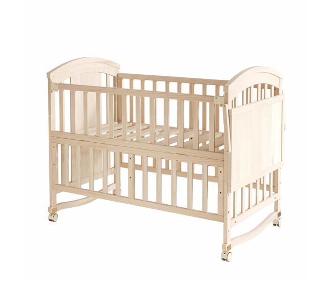 Berço de madeira multifuncional 120x60x95 cm (extensível até 40 cm) – com trocador, étagère dobrável, convertível em berço de co-leito, estrutura extensível, sem colchão – cor madeira natural