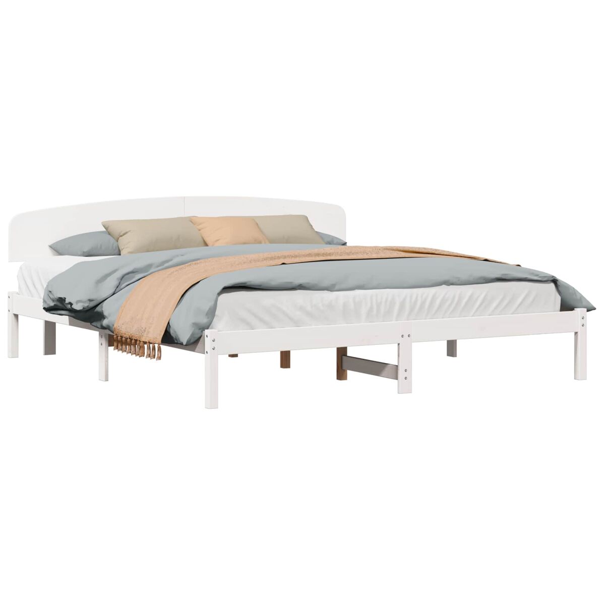 Estrutura da cama de casal simple com cabeceira branco 180 x 200 cm
