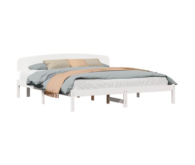 Estrutura da cama de casal simple com cabeceira branco 180 x 200 cm