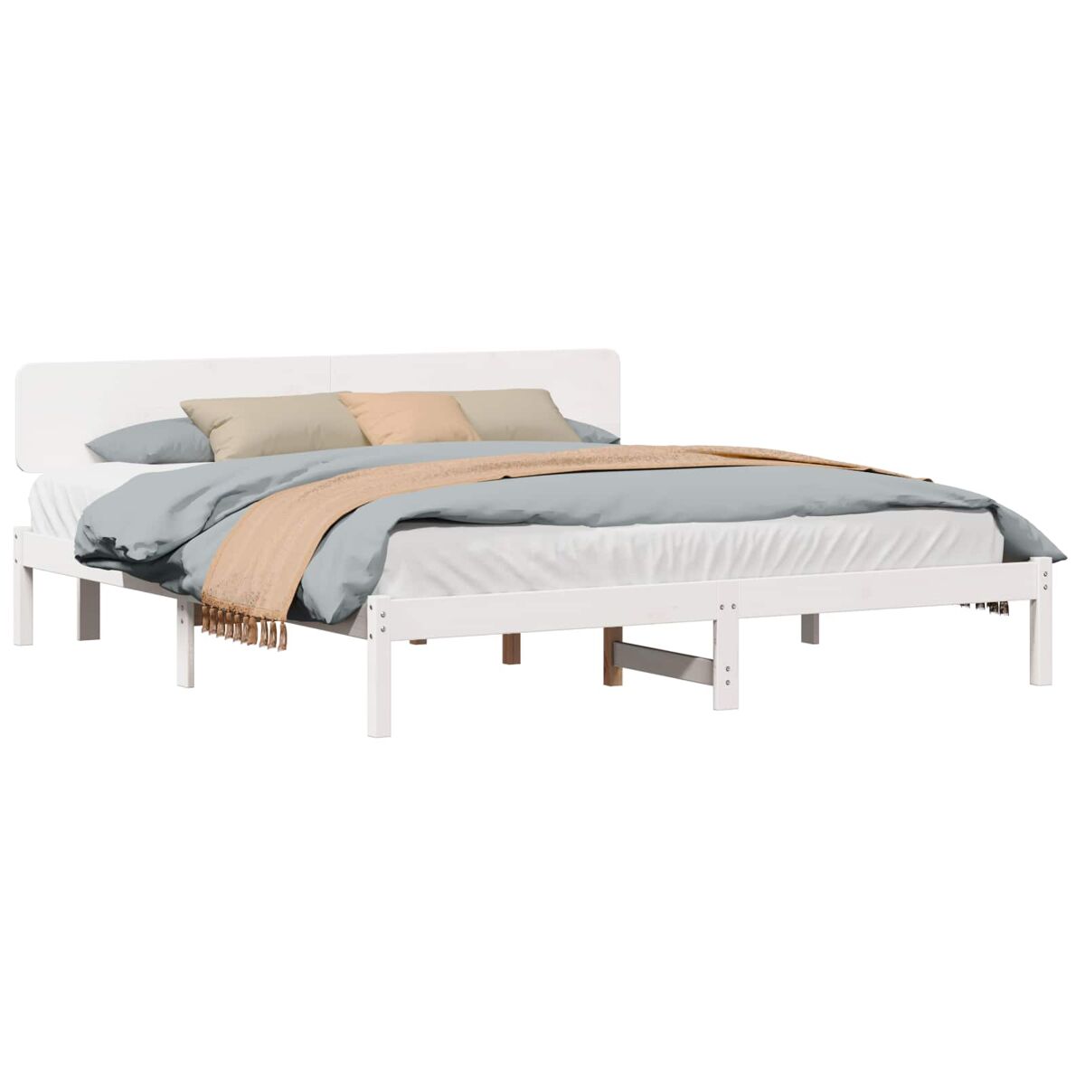Estrutura da cama de casal simple com cabeceira branco 180 x 200 cm