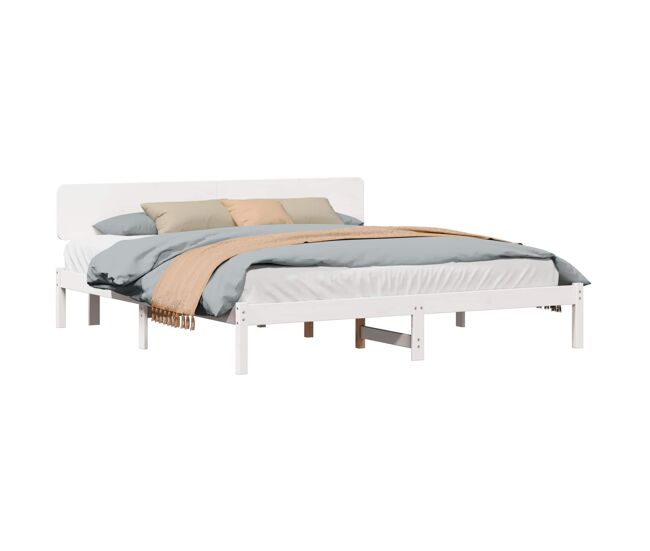 Estrutura da cama de casal simple com cabeceira branco 180 x 200 cm