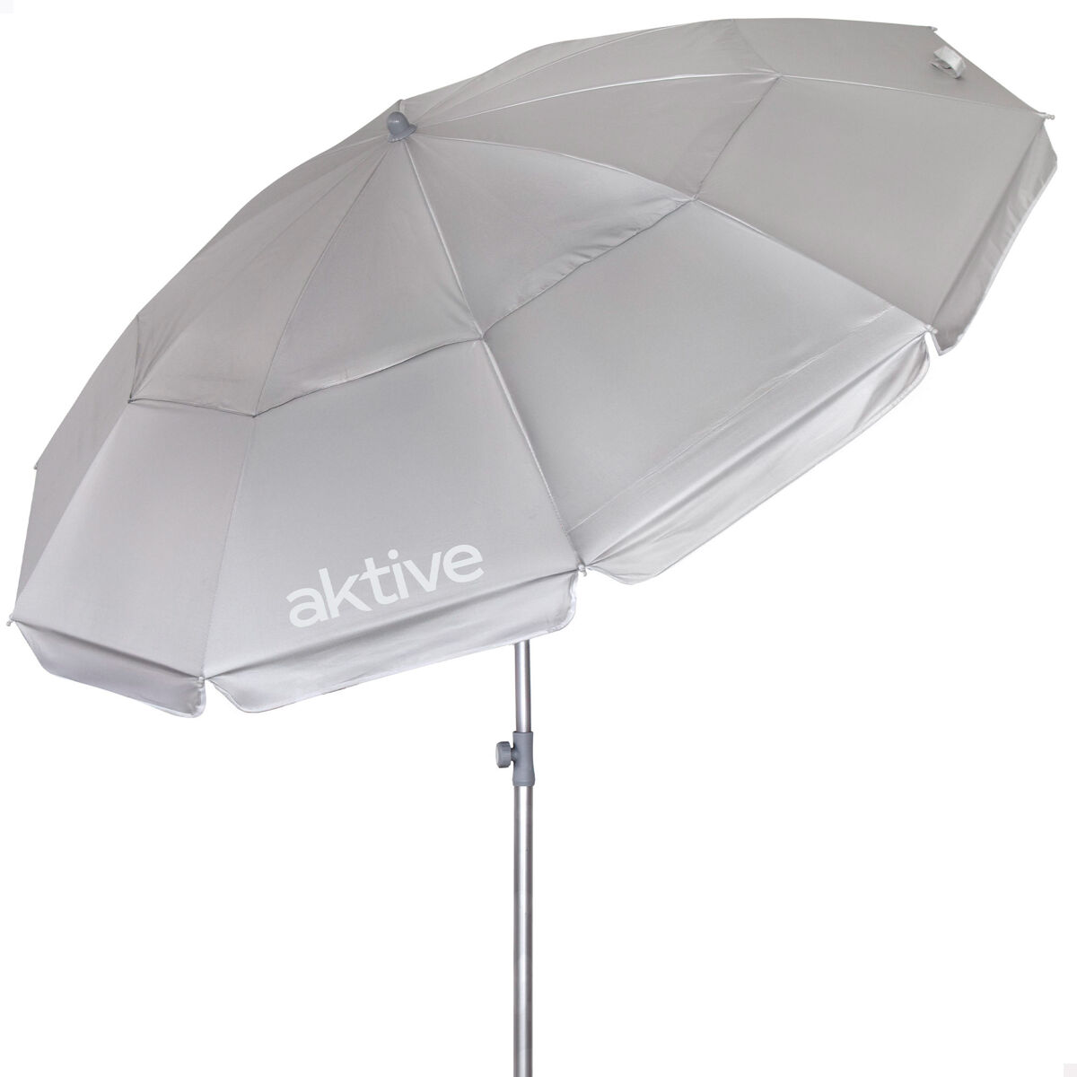 Aktive guarda-sol de praia com 10 varetas, 220 cm, gris, inclinável, proteção uv50