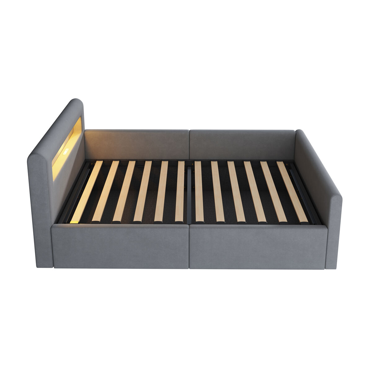 Cama infantil 90x200 cm - com luz led, luz noturna, porta usb, com prateleira, com armazenamento hidráulico, cama individual, para meninos e meninas,