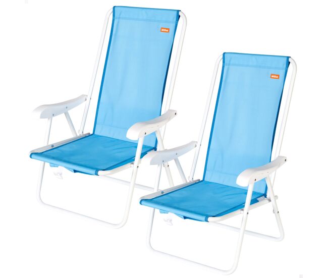Pack 2 cadeiras de praia semifixas 44x40x81 cm azuis