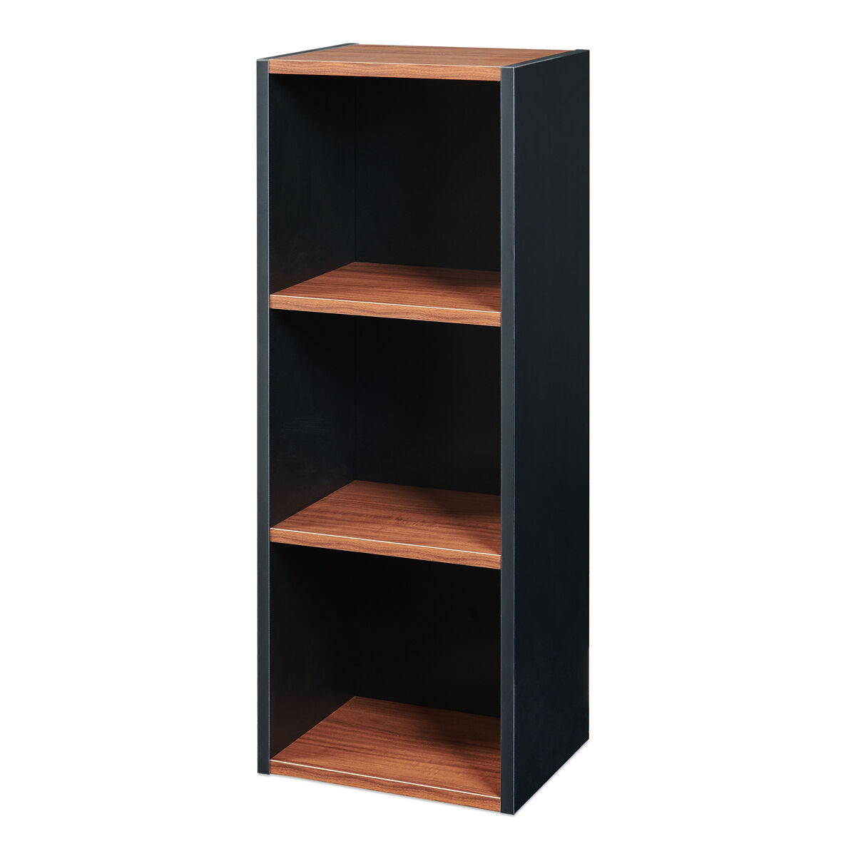 Estante trond 3 compartimentos abertos 80x30x23 cm preto/efeito nogueira [en.casa]
