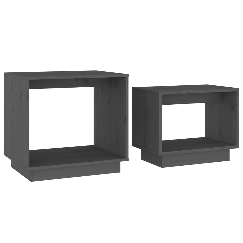 2pcs mesas de centro - mesas baixas de encastrar pinho maciço cinza