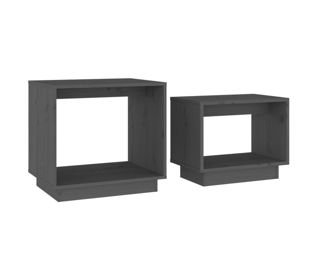 2pcs mesas de centro - mesas baixas de encastrar pinho maciço cinza